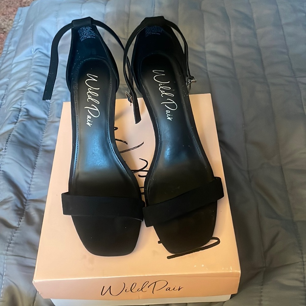 Black suede 3 inch heels Wild Pair